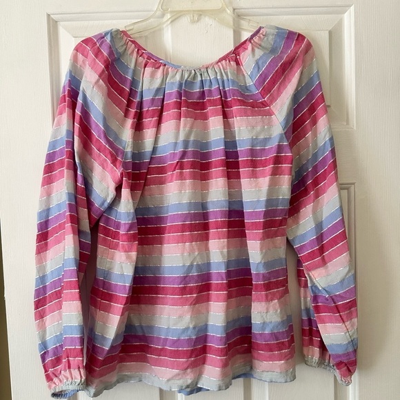 J. Crew rainbow striped boho peasant blouse. Size medium. Cotton. - Picture 6 of 7